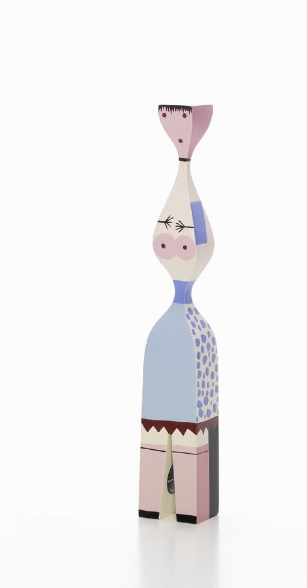 Holzfigur Vitra No 7, handbemalte Holzpuppe im skandinavischen Design, dekorative Sammlerfigur für Wohnaccessoires.