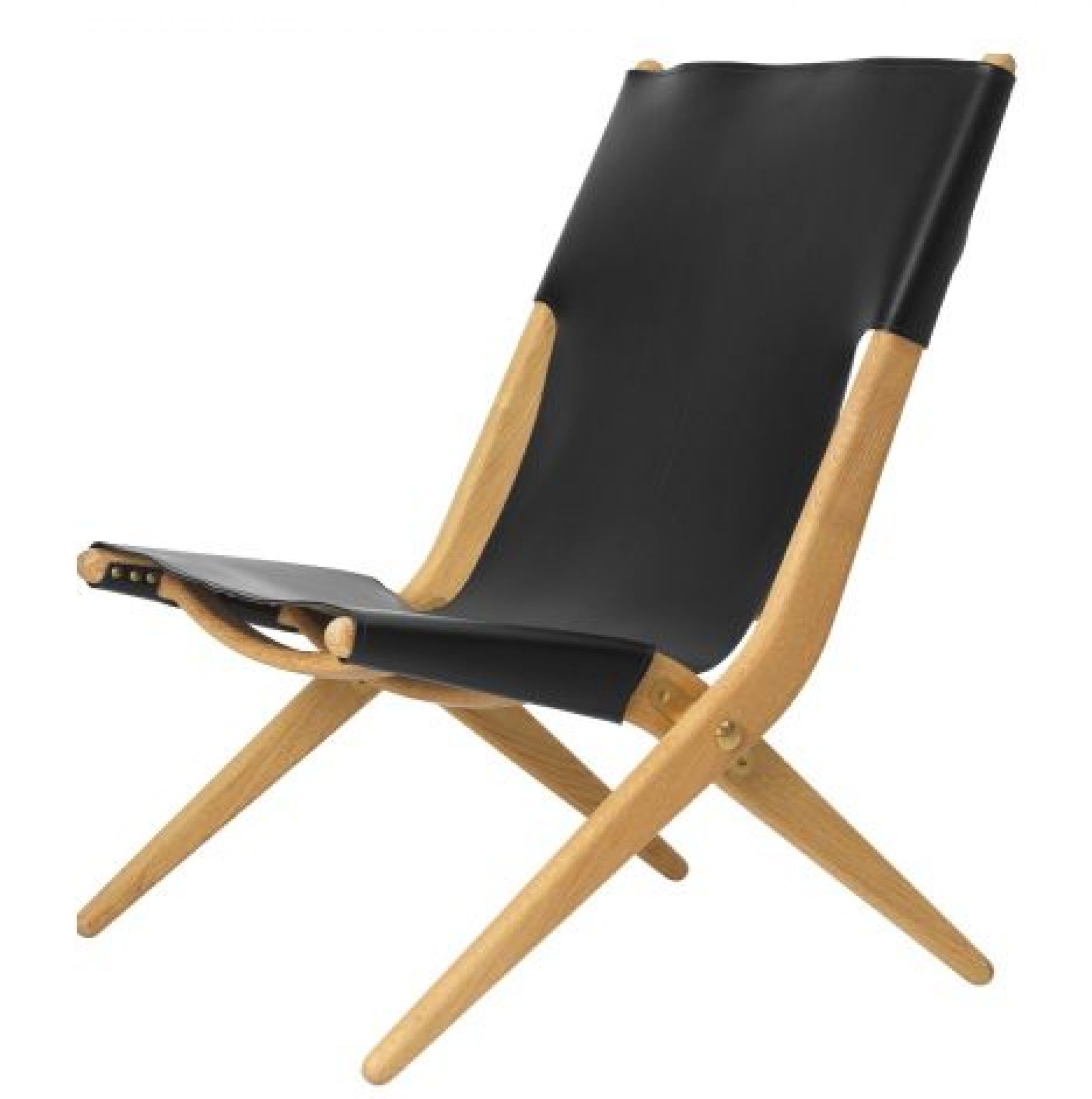 Saxe Chair: Moderner Ledersessel mit geöltem Eichenholzgestell und schwarzer Lederbespannung von Audo.