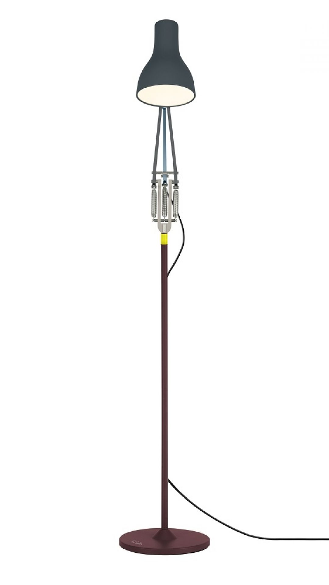 Anglepoise Type 75 Paul Smith Edition Four Stehleuchte in Grau und Rotbraun.