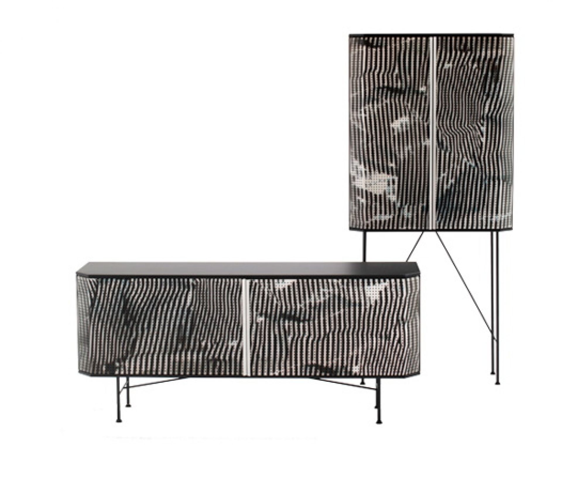 Perf Stripe Credenza Sideboard von Moroso Diesel: Modernes Sideboard und passender Schrank mit Streifenmuster.