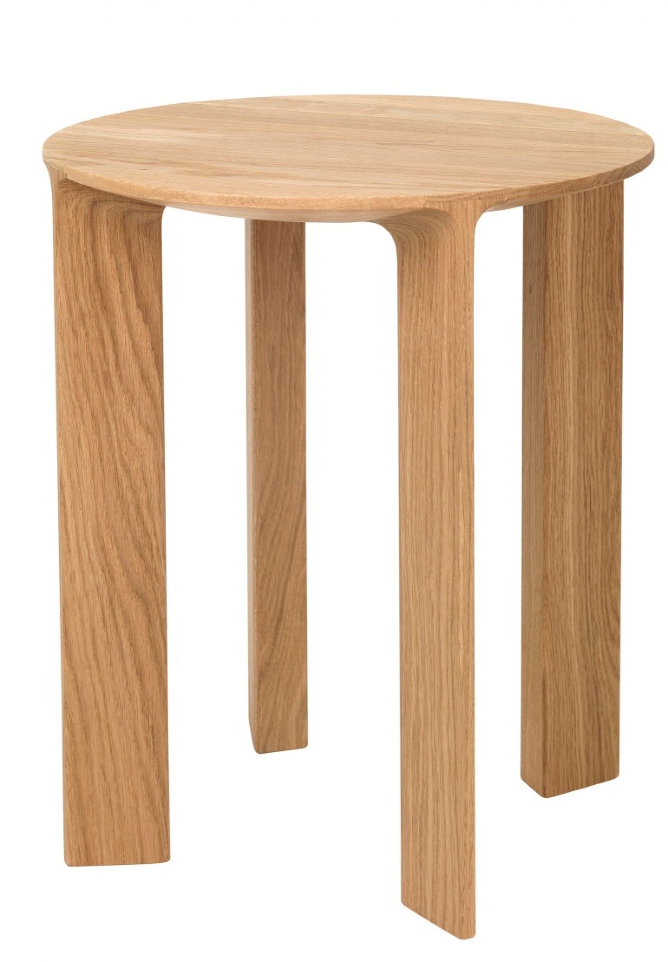 Hans Hocker von Schönbuch: Runder Beistelltisch aus hellem Eichenholz mit drei Beinen.