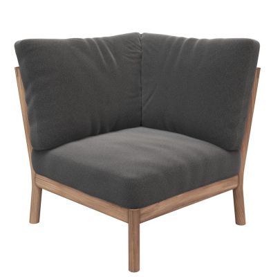 Graues Skagerak Eckmodul Sofa von Fritz Hansen mit Holzrahmen, modernes Design für Wohnzimmer.