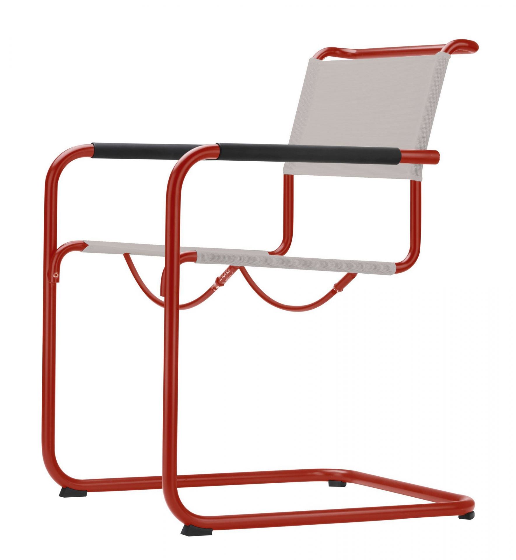 Thonet S 34 N Freischwinger in Tomatenrot für den Außenbereich, moderner Stahlrohrstuhl.