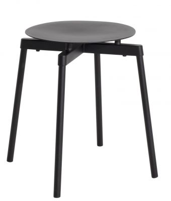 Schwarzer Fromme Stool Hocker von Petite Friture mit runder Sitzfläche und vier Beinen.
