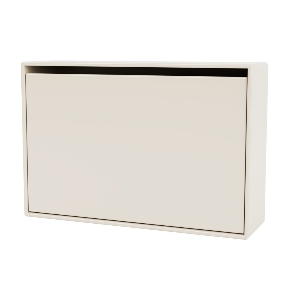 Beiger Hide Schuhschrank Oat Montana, ein flacher Wandschuhschrank für den Eingangsbereich.