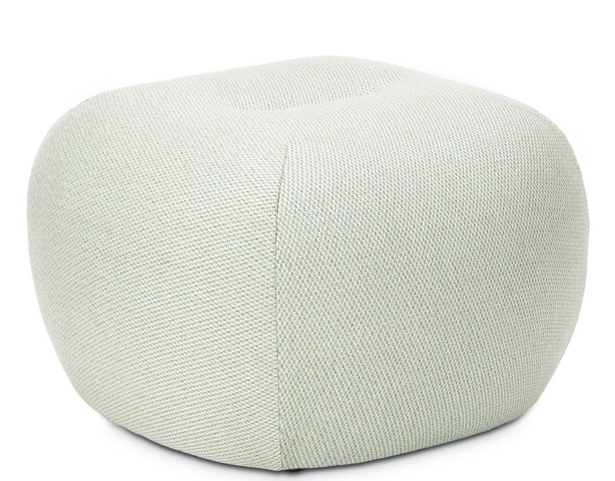Nana Outdoor Pouf von Freifrau Manufaktur: Kleiner, hellgrüner Ottoman / Sitzhocker für den Außenbereich.