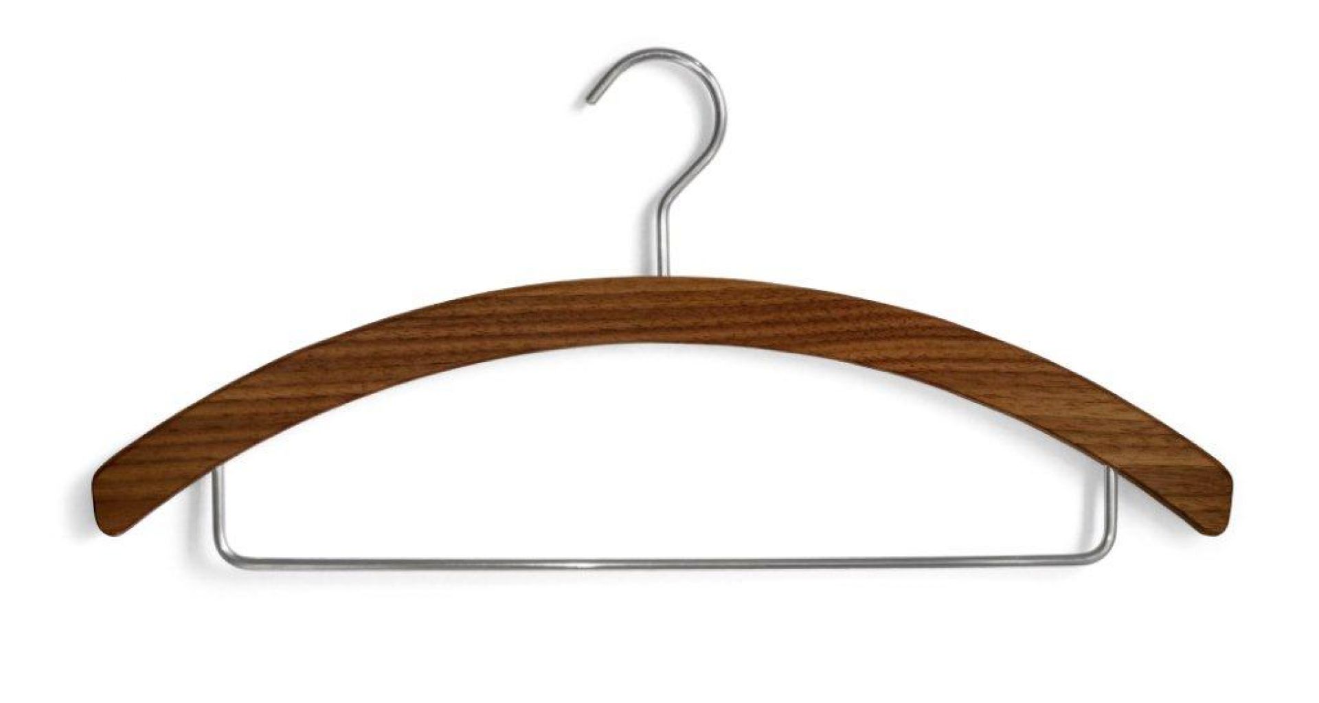 Barny Kleiderbügel: Eleganter Holzbügel mit Metallsteg für stilvolle und schonende Kleideraufbewahrung.