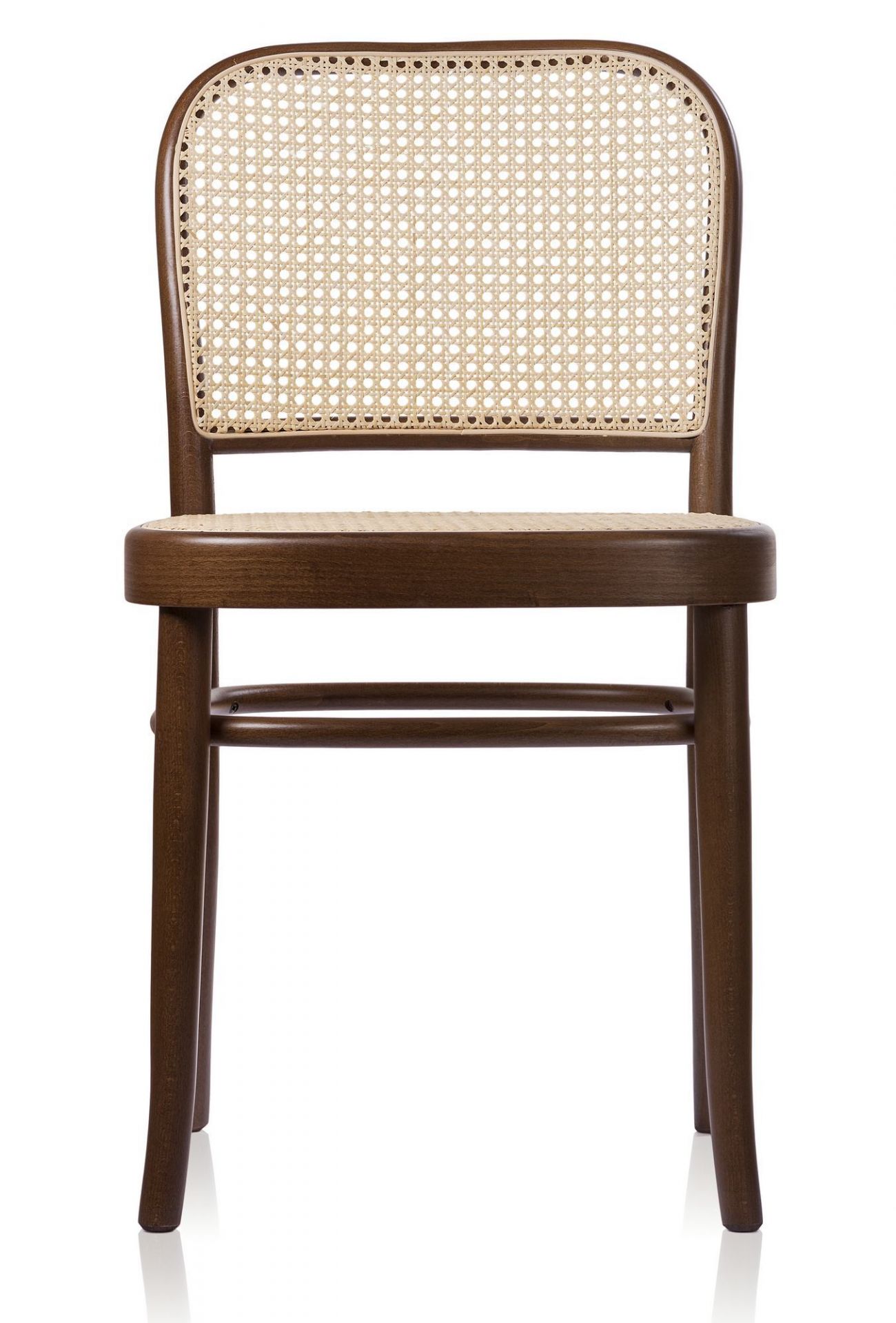 N. 811 Stuhl von Wiener GTV Design, dunkel gebeizt, mit Wiener Geflecht.