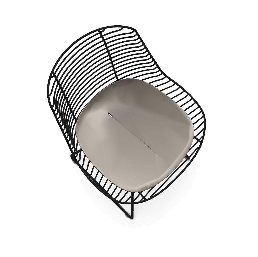 Draufsicht: Flow Filo Stuhl von MDF Italia mit beigem Pad Sitzkissen für Innen- und Außenbereich.