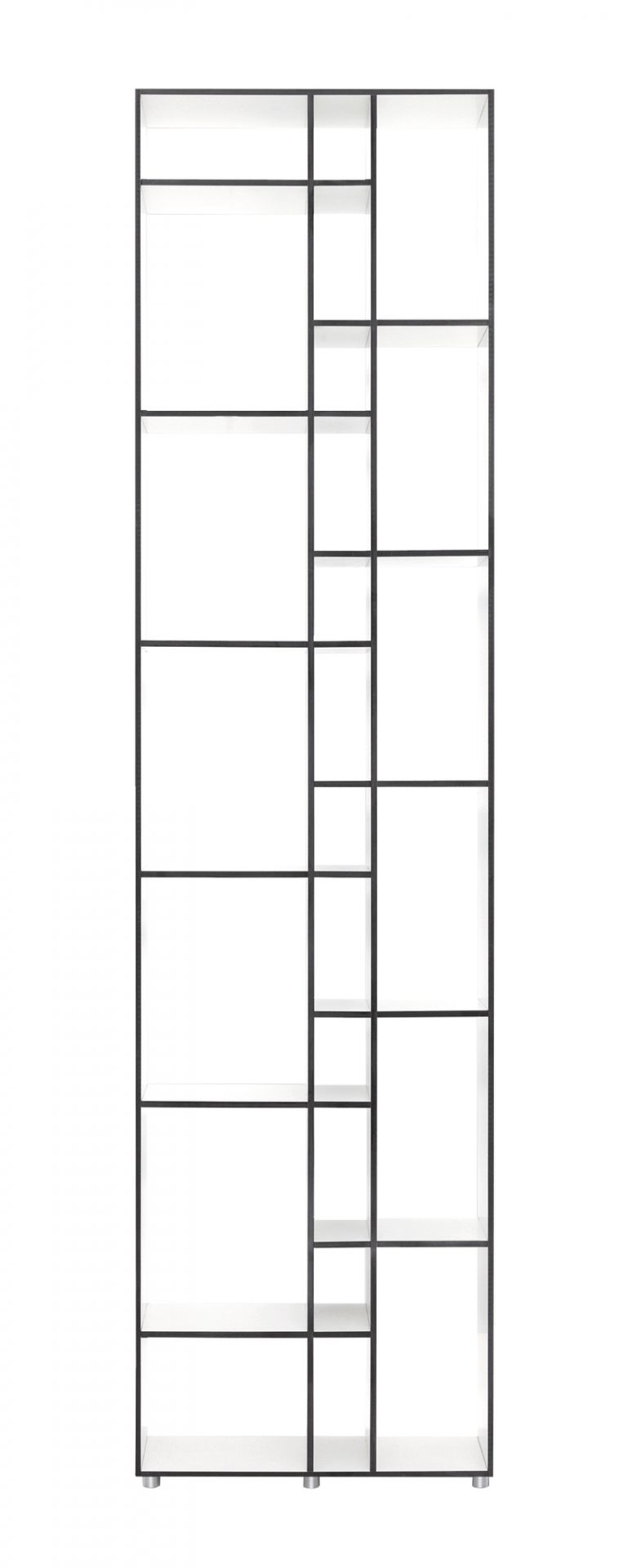 Code Holzregal mit MDF-Platten und schwarzem Rahmen, modernes Bücherregal für Wohnzimmer und Büro.