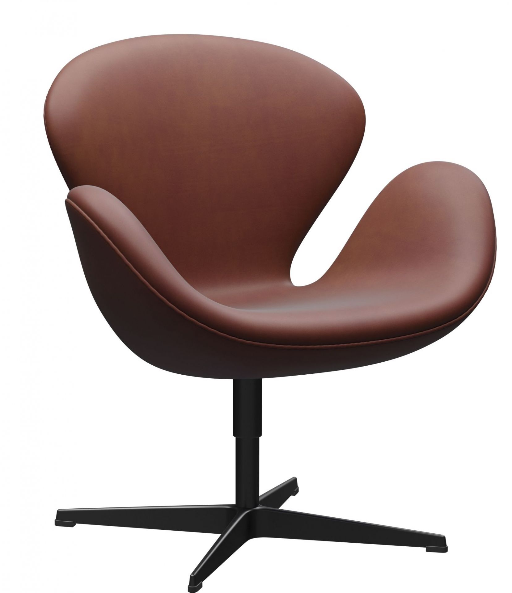 Der Schwan Sessel von Fritz Hansen, Jubiläumsmodell in kastanienbraunem Grace Leder.