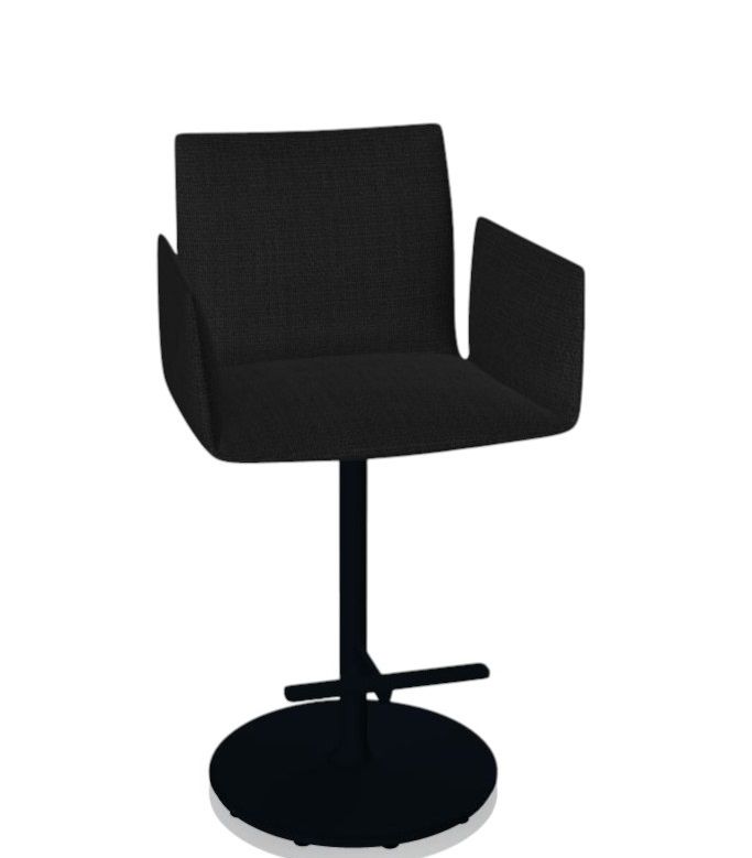 Schwarzer Jalis Barhocker mit Armlehnen und drehbarem Tellerfuß, Höhe 102 cm. Moderner Barstuhl.