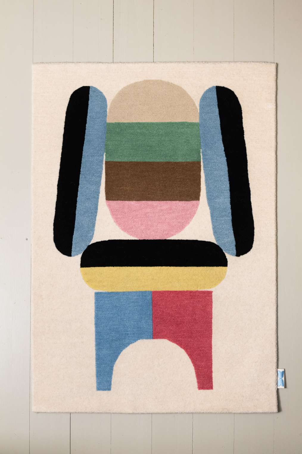 Bela Teppich: Moderner Designerteppich mit abstraktem, farbenfrohem Muster aus geometrischen Formen. Hochwertiger Wollteppich.