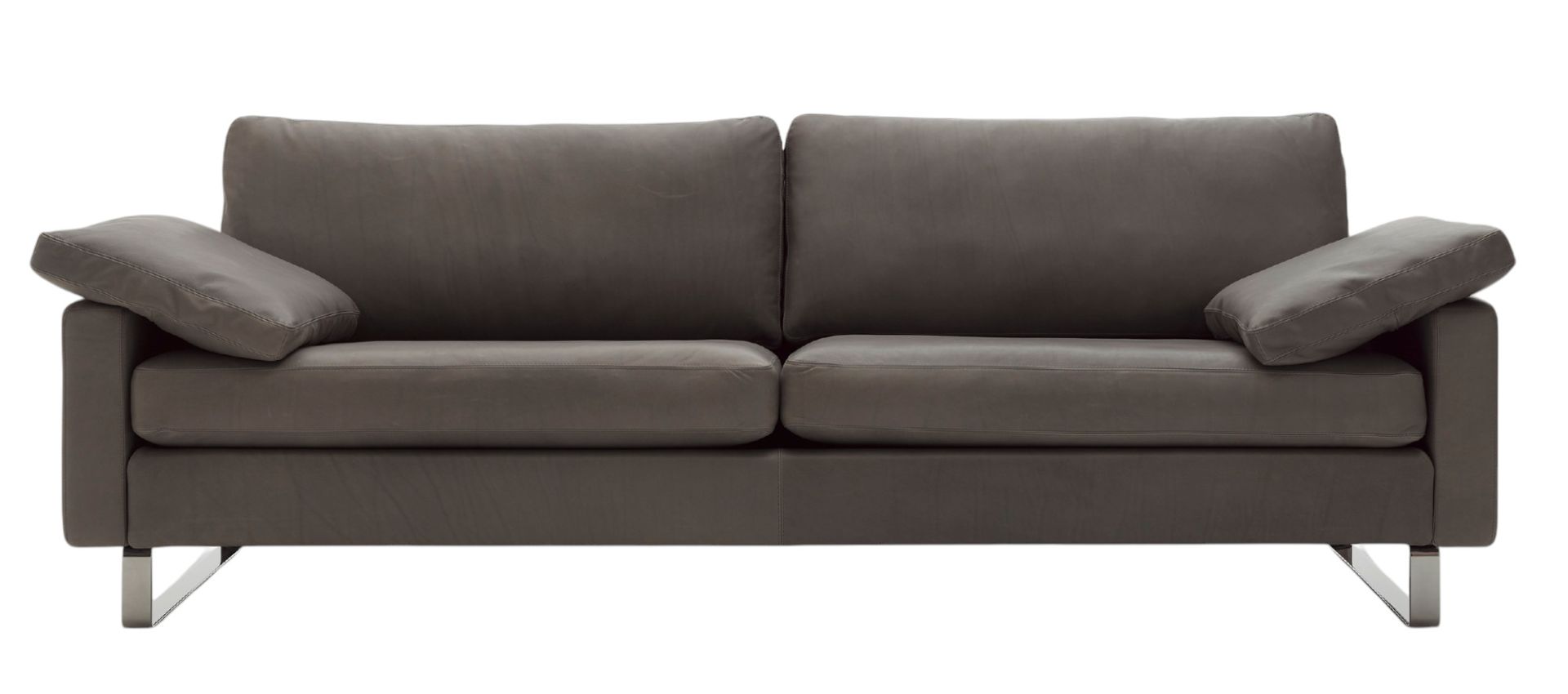 Graues Conseta Sofa mit zwei Sitzelementen und Armlehnen, modernes Design für Wohnzimmer.