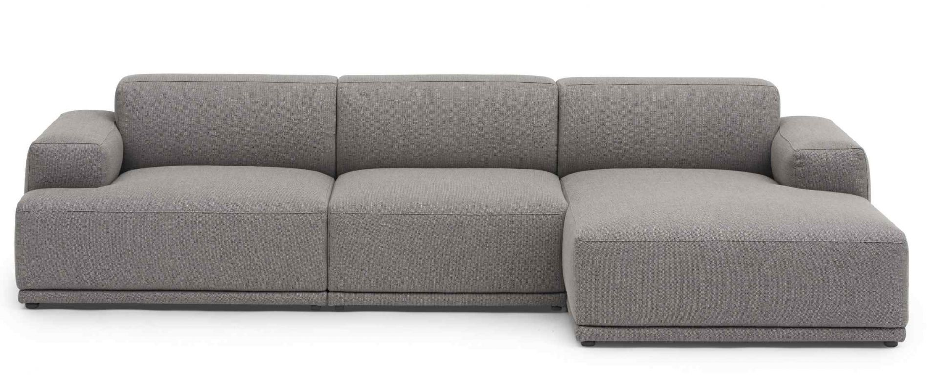 Graues Connect Soft Sofa von Muuto, 3-Sitzer mit Ottomane, modernes modulares Design.