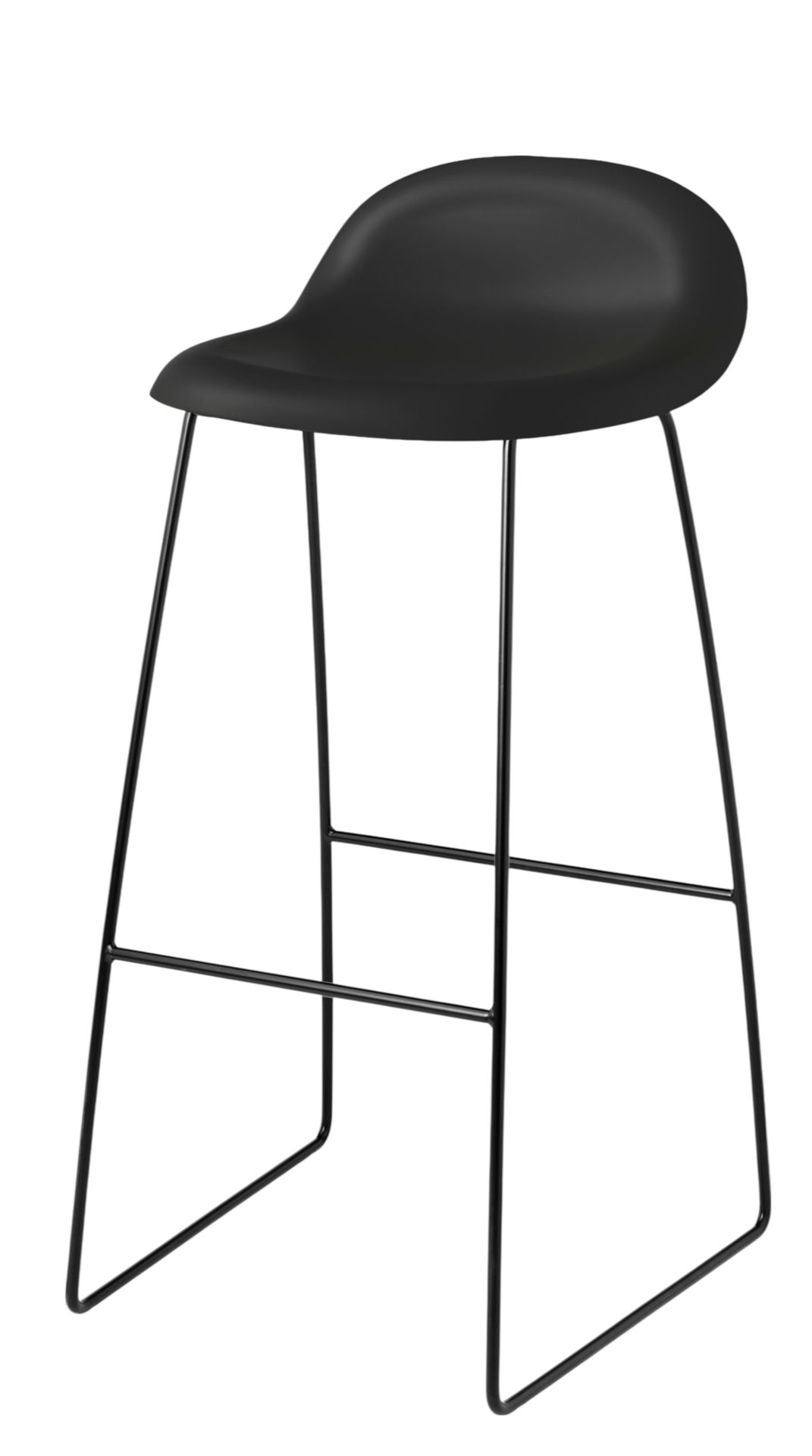 3D Barhocker 75 Schwarz - Sledge Base Kunststoffgleiter Gubi