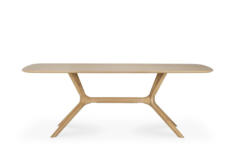 Ethnicraft X Dining Table Esstisch aus Eiche, modernes Design mit einzigartigem, hellem Holzfußgestell.