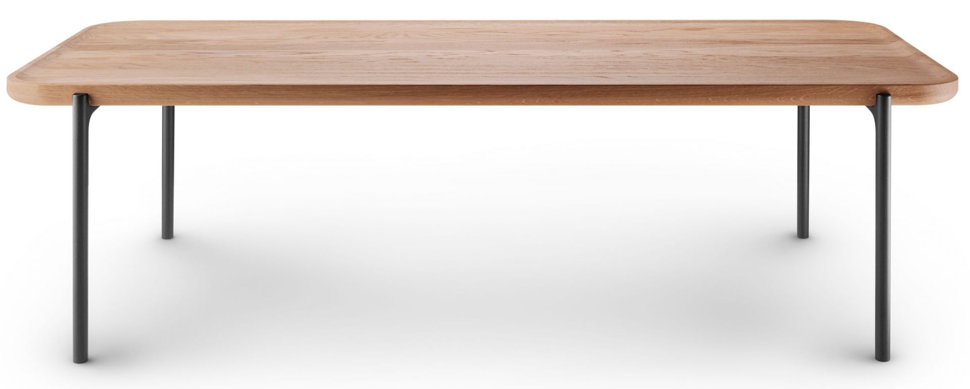 Rechteckiger Savoye Tisch von Eva Solo mit Eichenplatte und schwarzen Metallbeinen.
