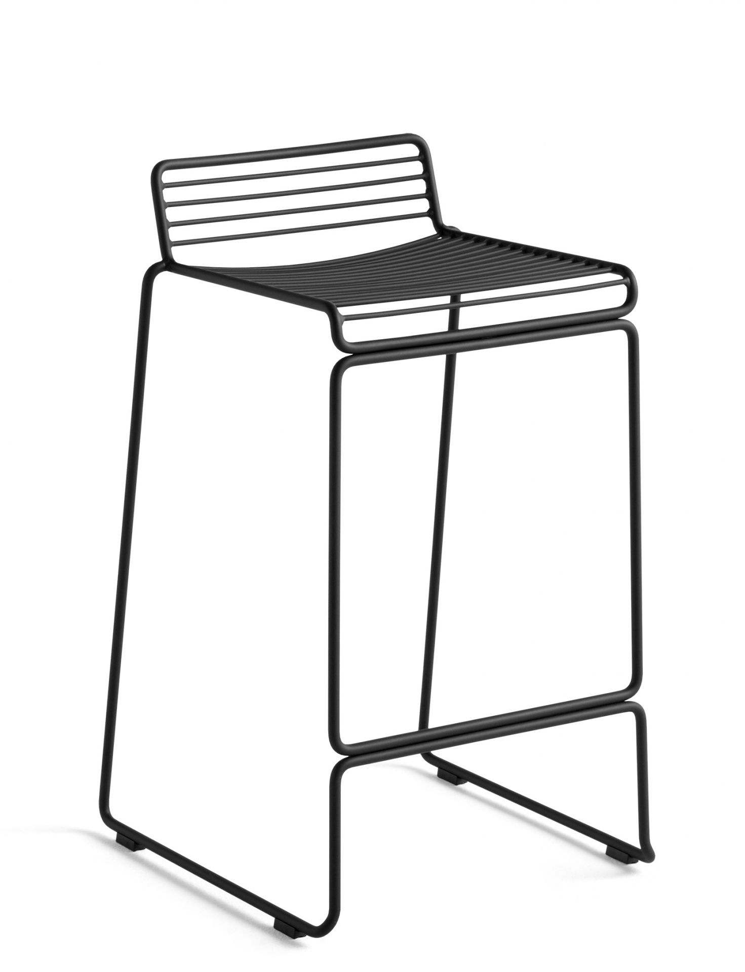 Schwarzer Hee Bar Stool Barhocker von Hay, minimalistisches Design mit Stahlrohr, H65 cm.