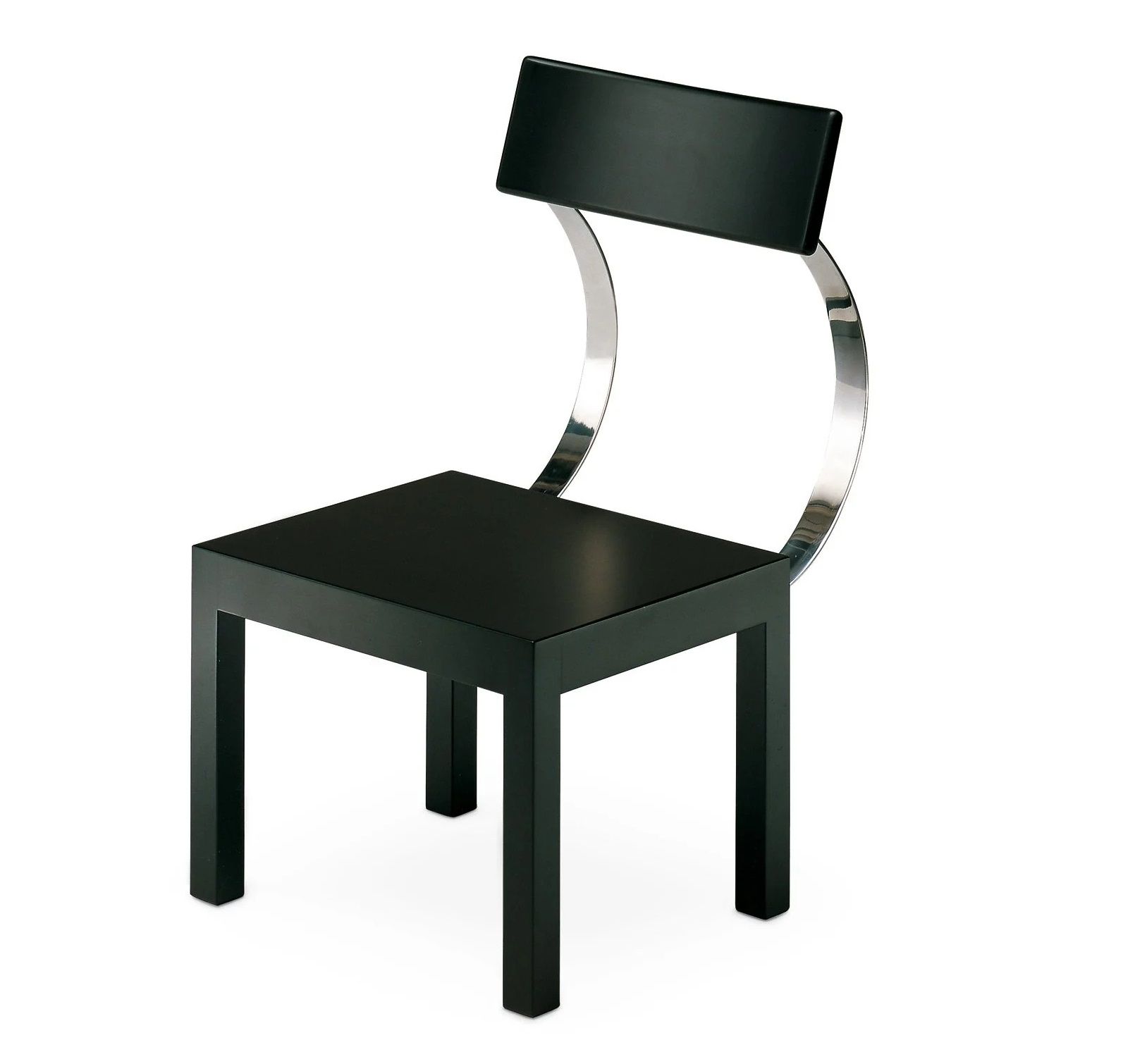 Schwarzer Follia Stuhl von Zanotta mit Stahlgestell, moderner Designstuhl für Esszimmer und Wohnbereich.