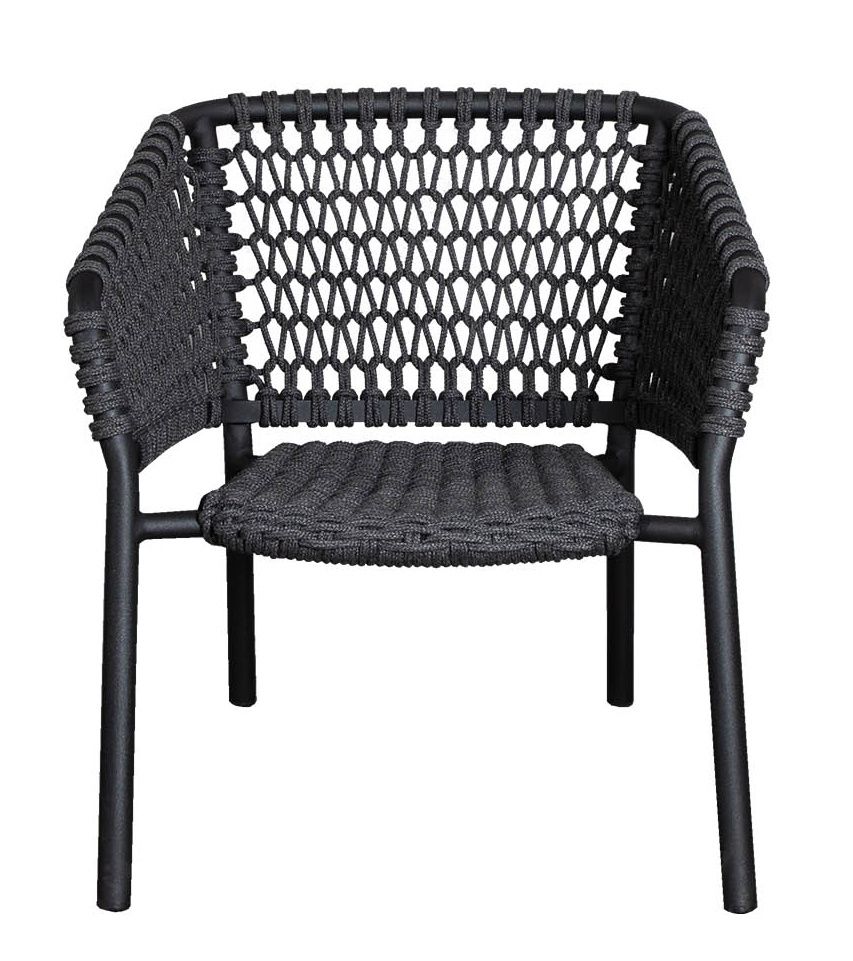 Grauer Ocean Loungesessel von Cane-Line für den Außenbereich, geflochtene Sitzfläche und Rückenlehne. Outdoor Möbel.