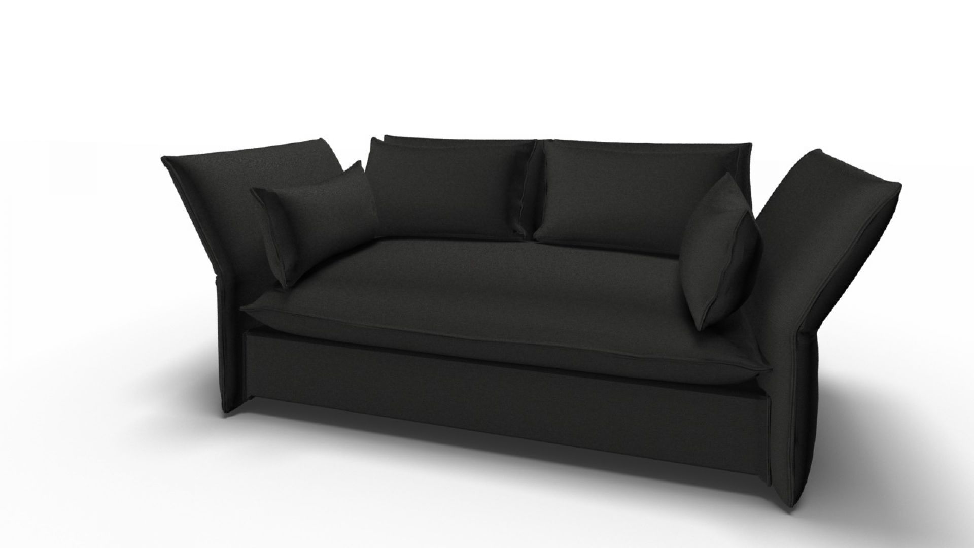 Vitra Mariposa Sofa, dunkelgraues 2-Sitzer Sofa mit weichen Kissen und verstellbaren Armlehnen.