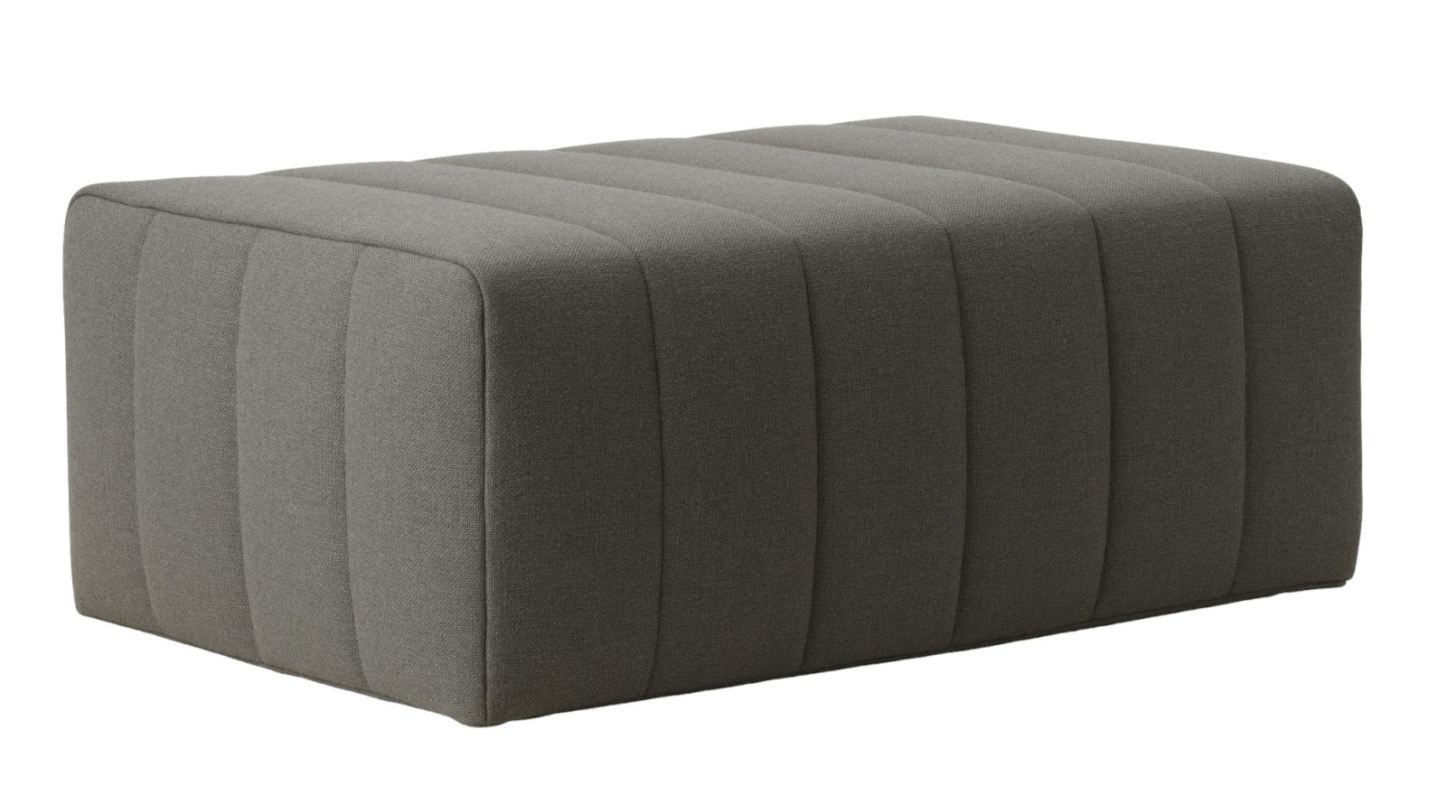 Grauer Scene Pouf Hocker von Normann Copenhagen, rechteckig und gepolstert.