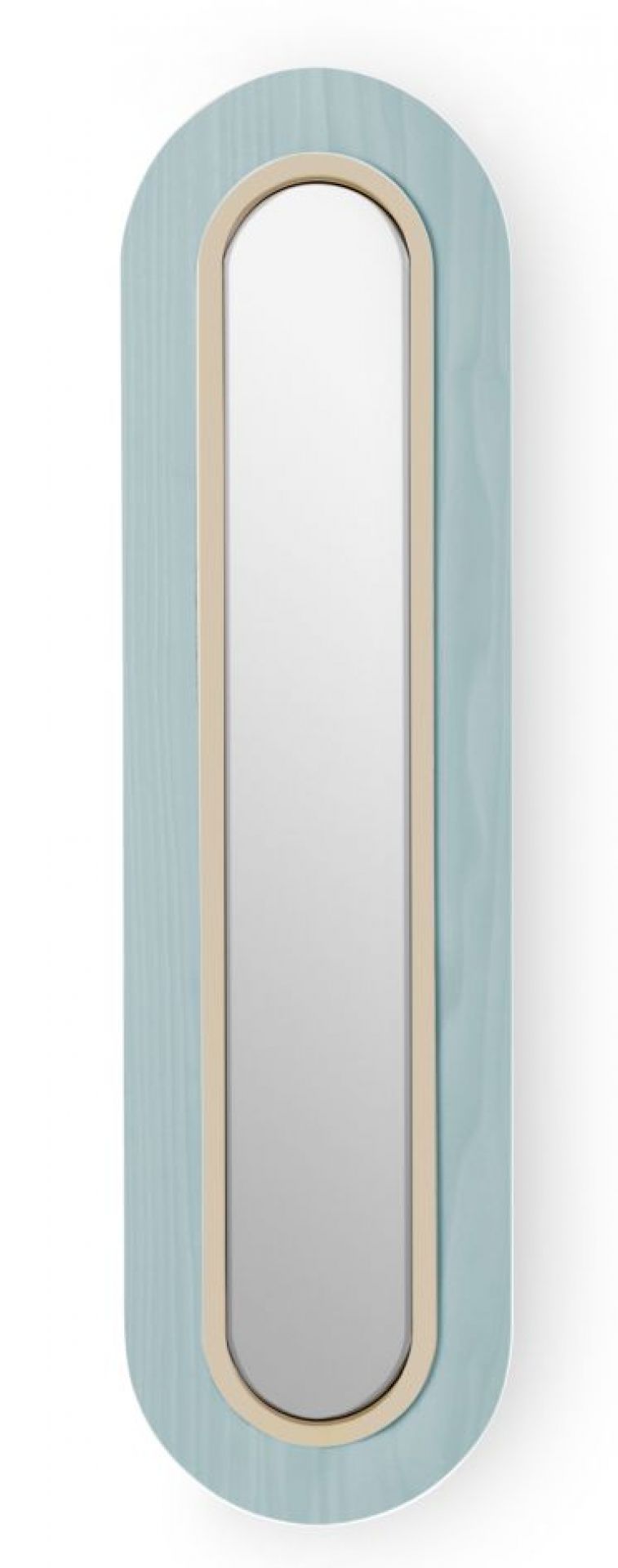 Lens LED Wandleuchte von LZF Lamps, oval, meeresblau, mit elfenbeinweißem Metallring.