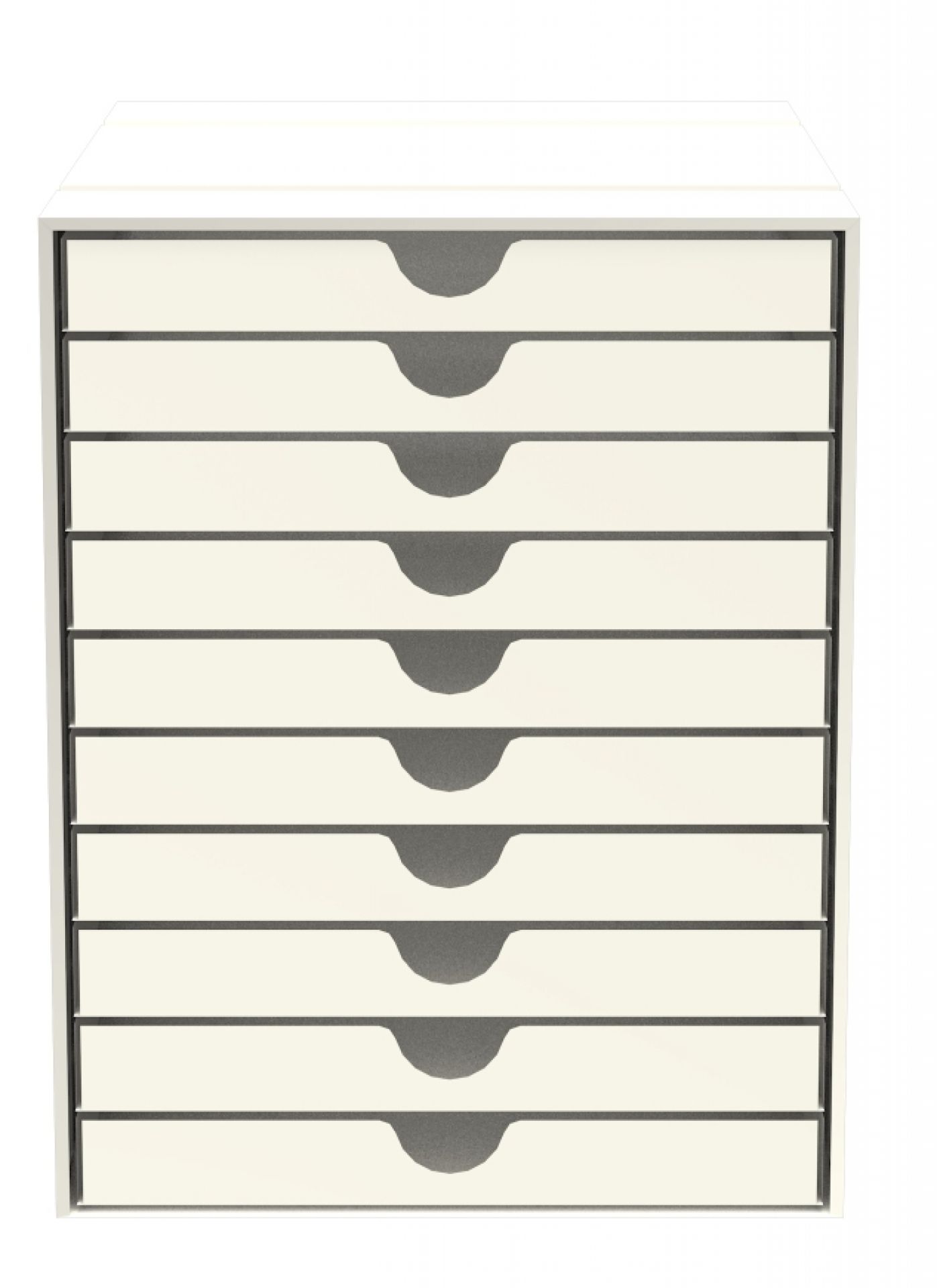 USM Haller Inos Kastenset C4 mit 10 Schalen geschlossen Home Office Reinweiss