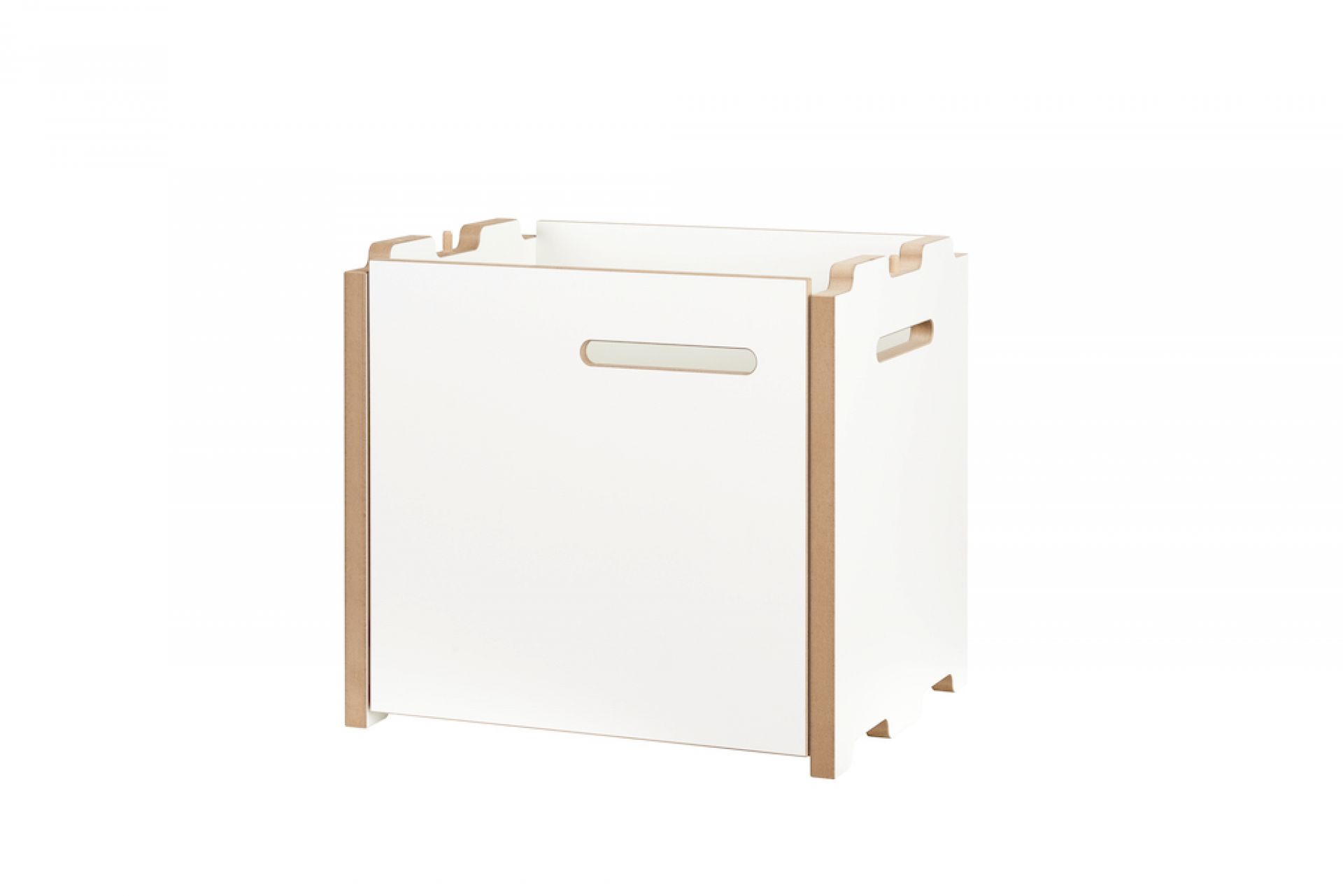 Tojo Halbstark Anbaumodul mit Tür links, weißes Regalmodul aus Holz für flexible Regalsysteme.