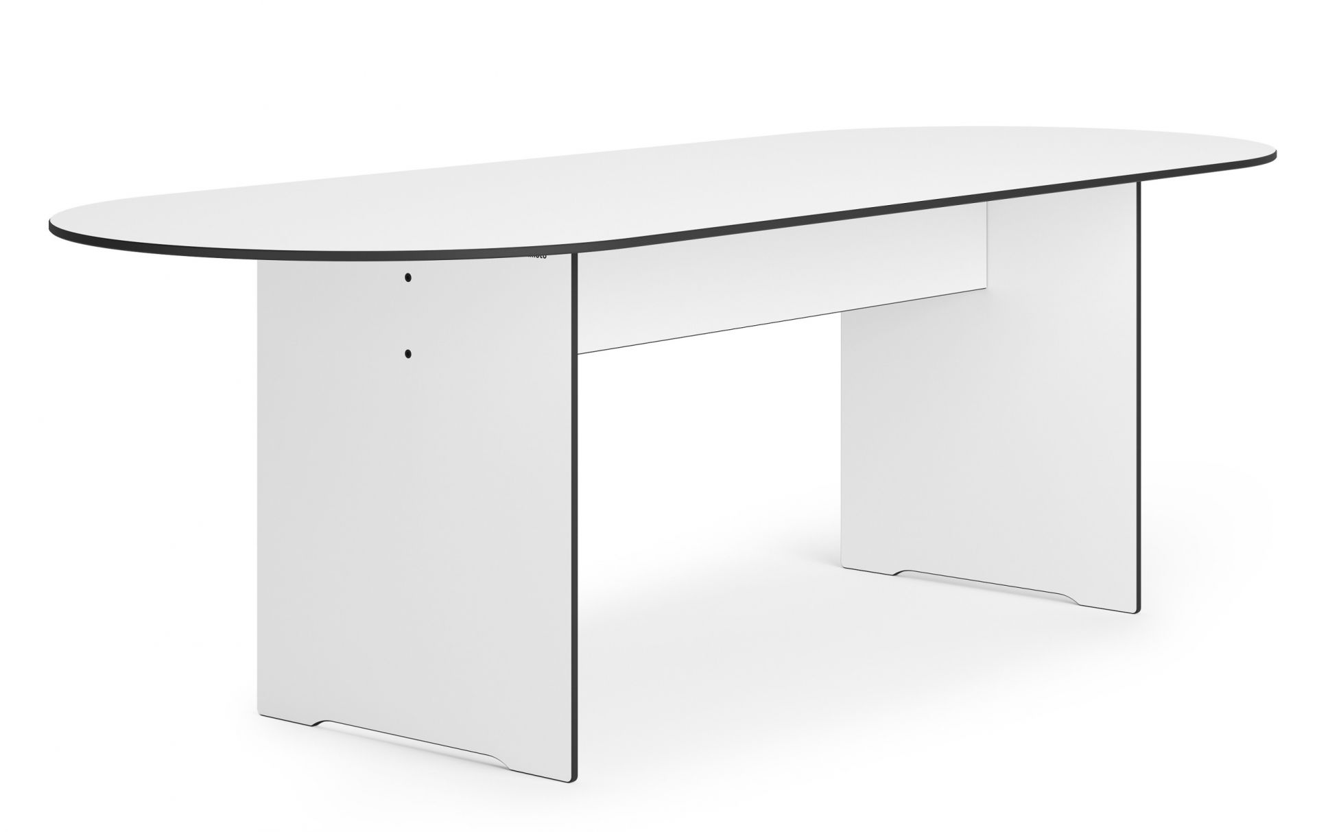 Weißer Riva Vario Round Tisch von Conmoto für den Außenbereich, ovale Tischplatte.