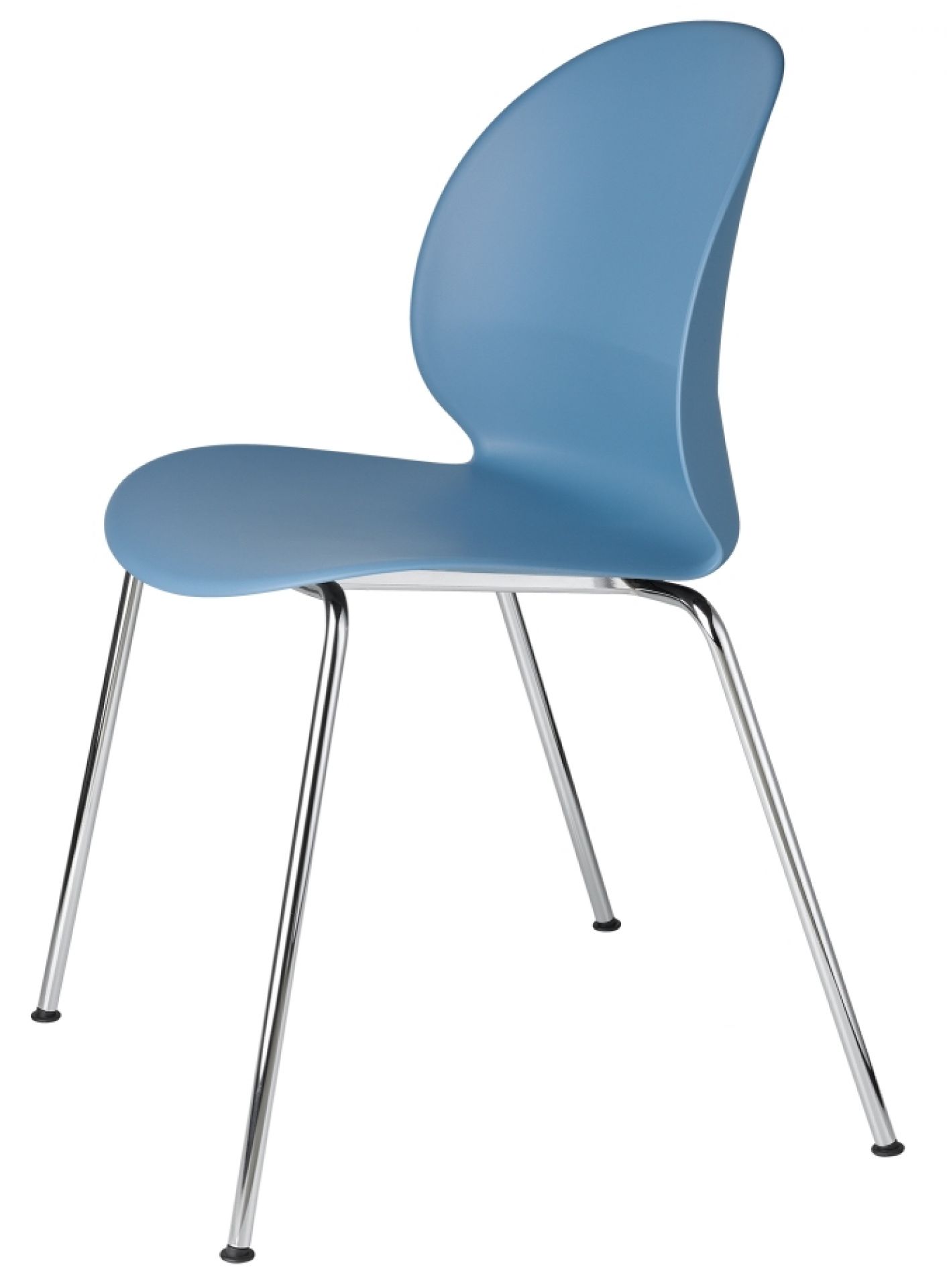 Blauer N02 Recycle Stuhl von Fritz Hansen mit Chromgestell, moderner Designstuhl für Büro und Zuhause.