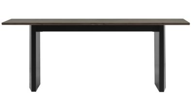 Panel Tisch / Esstisch von Normann Copenhagen, 200x90 cm, mit dunkler Holzplatte und schwarzen Beinen.