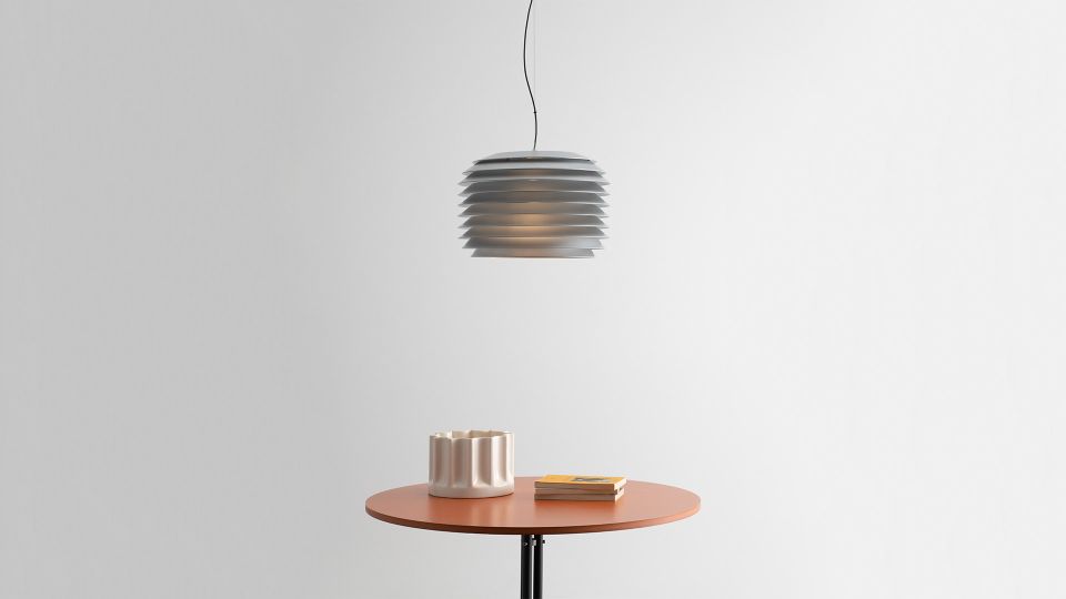 Artemide Slicing Suspension Deckenleuchte, modernes Design, graue Hängelampe für Wohnzimmer und Esszimmer.