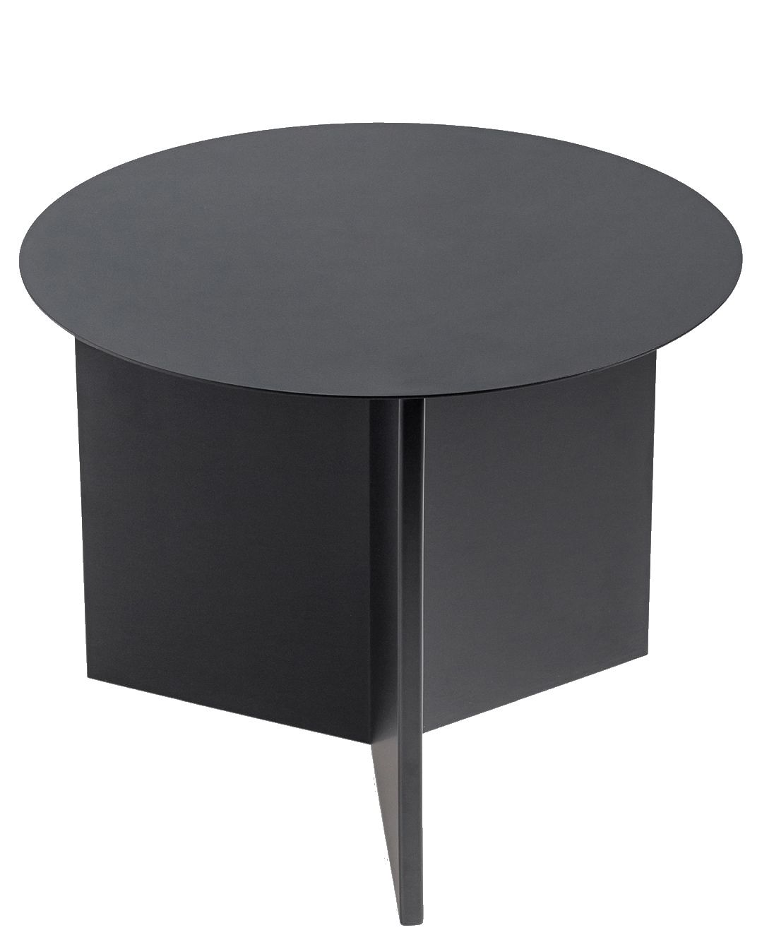 Schwarzer Slit Table Round Beistelltisch von Hay, runder Tisch mit minimalistischem Design und Metallgestell.