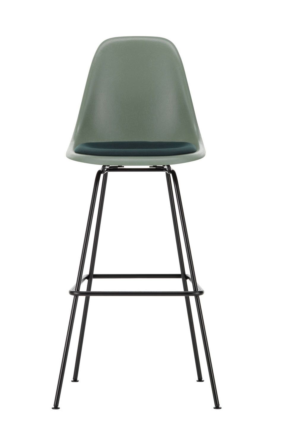 Eames Fiberglass Bar Stool High Barhocker mit Sitzpolster Vitra