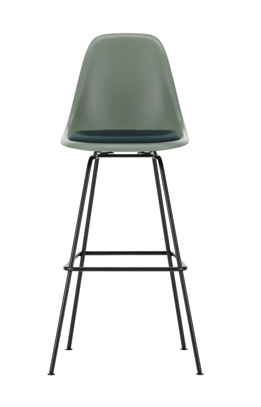 Eames Fiberglass Bar Stool High Barhocker mit Sitzpolster Vitra