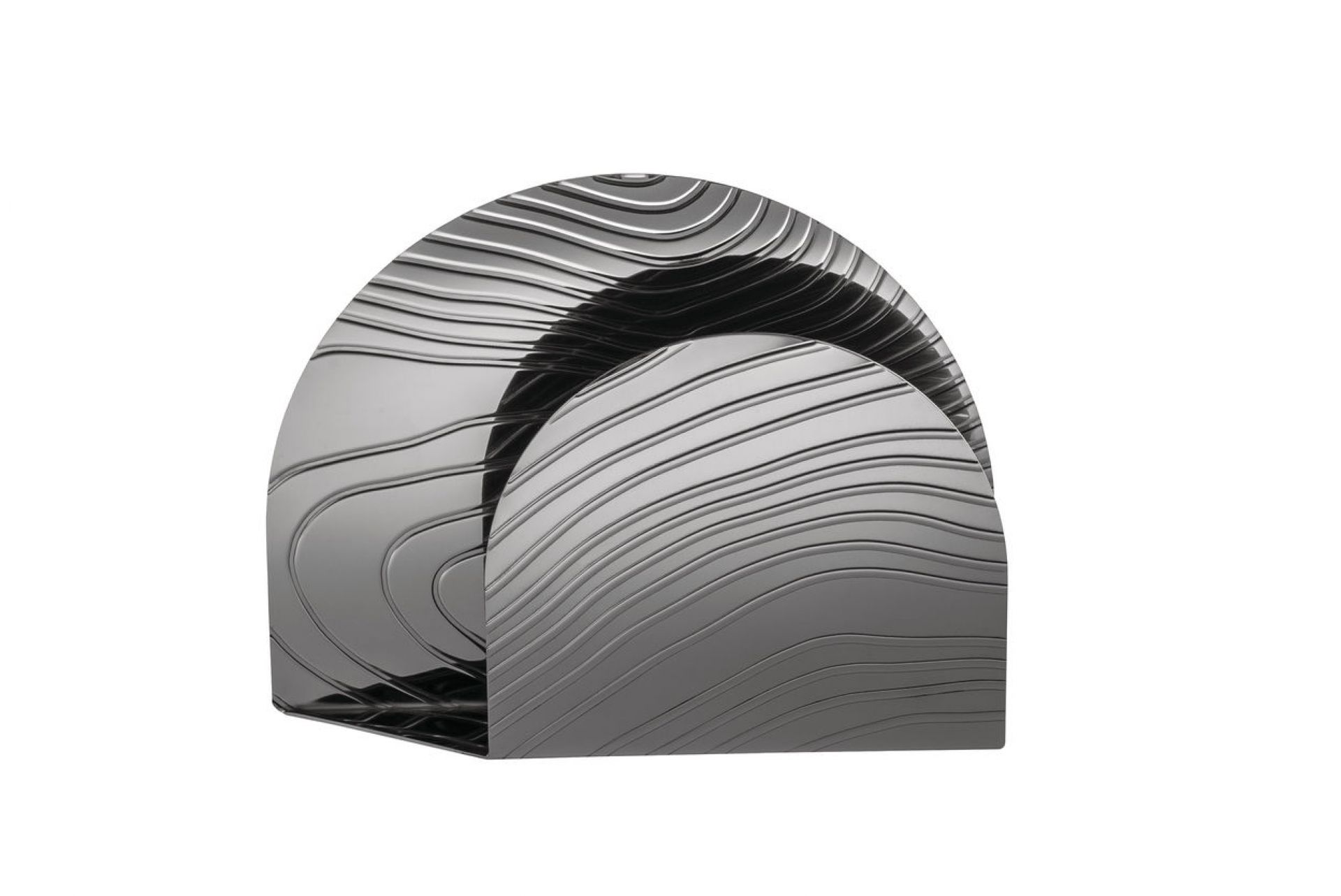 Alessi PU08 Serviettenhalter aus Edelstahl mit wellenförmigem Design, ein stilvolles Accessoire für Tischdekoration.