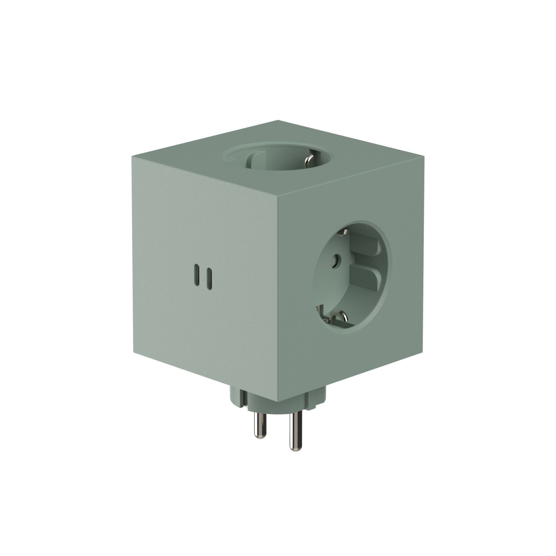 Grüner Avolt Square 2 Steckdosenwürfel mit USB-C Anschluss für den Schreibtisch.