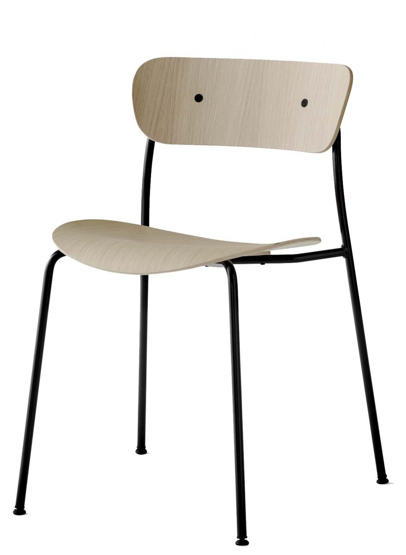 Pavilion Stuhl von AndTradition: Holzstuhl mit schwarzem Metallgestell, modernes Design für Esszimmer und Büro.