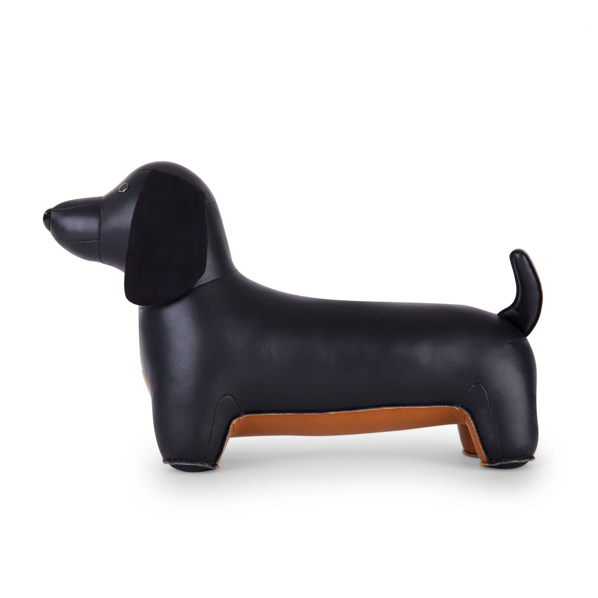 Detailaufnahme des Züny Türstopper Dackel in Schwarz und Tan, ein dekorativer und nützlicher Helfer.