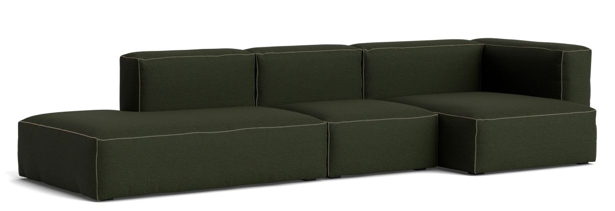 Mags Soft Sofa, 3-Sitzer, dunkelgrün mit beiger Naht. Modernes Sofa für Wohnzimmer.