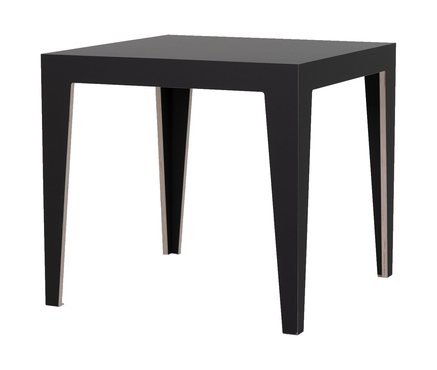 Schwarzer, minimalistischer Holztisch "MARTA" mit quadratischer Tischplatte und vier Beinen. Moderner Beistelltisch für Wohnzimmer und Büro.