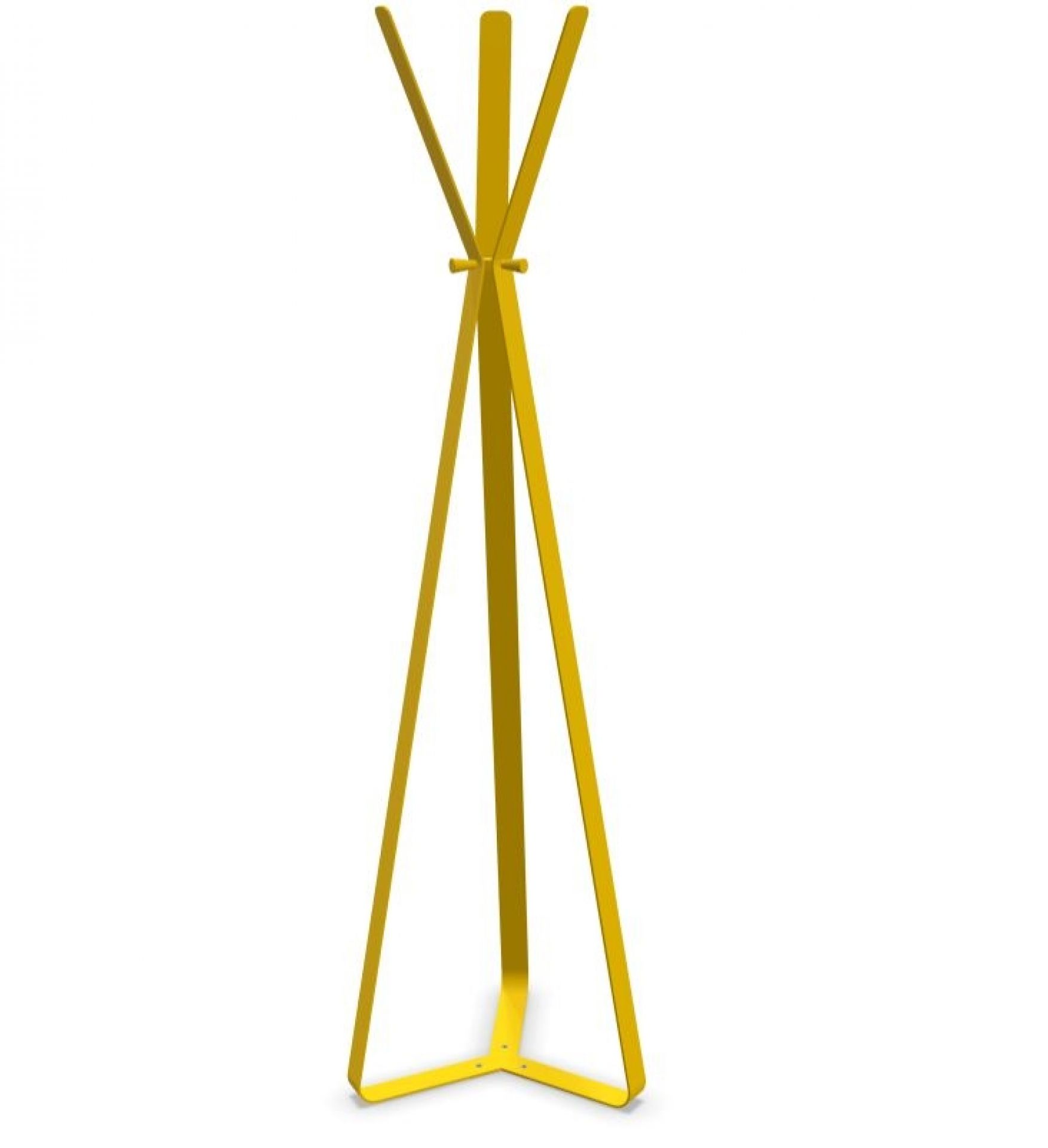 Gelbe Bend Standgarderobe von Cascando: Moderne Garderobe für Büro und Zuhause, freistehend.