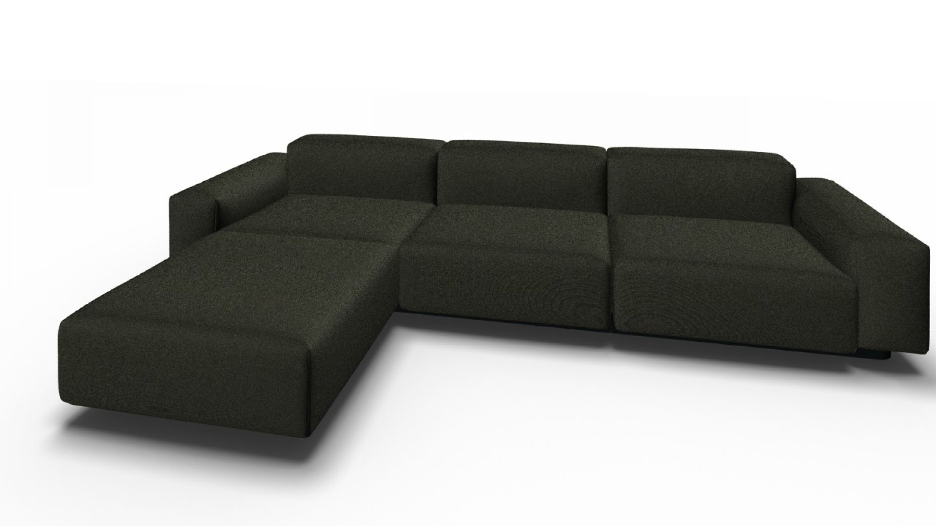 Dunkelgraues Soft Modular Sofa 3-Sitzer mit Chaise Longue von Vitra, modernes Design für Wohnzimmer.