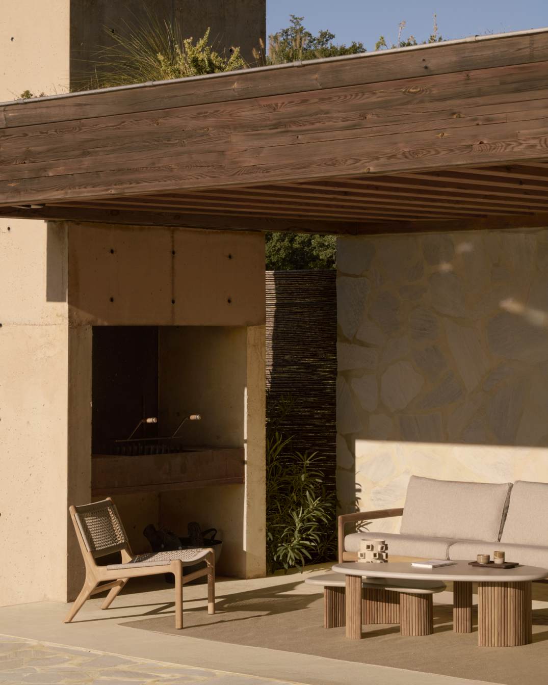 Jack Woven Outdoor Loungsessel Teak Kordel Beige Ethnicraft