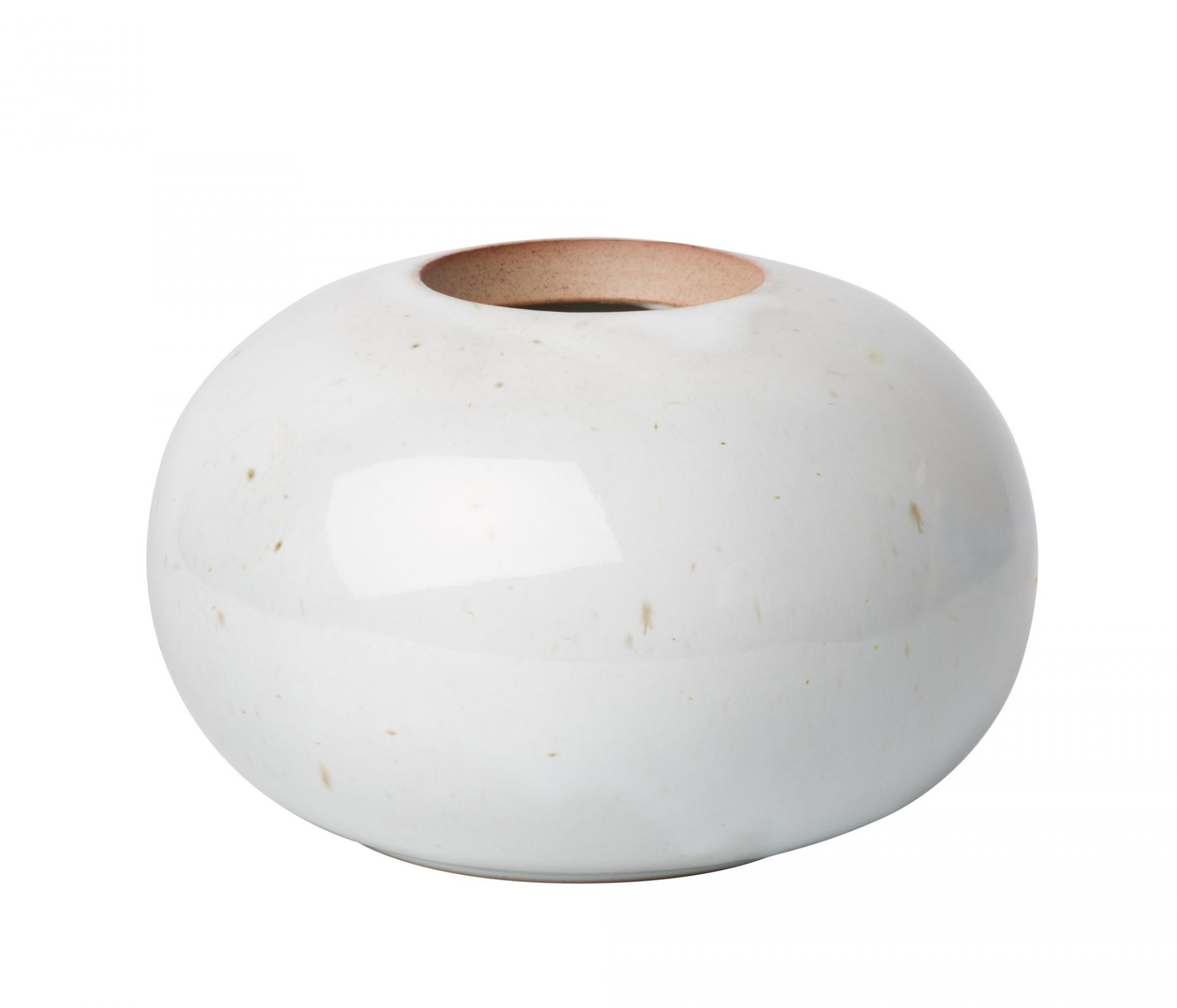 Weiße Fritz Hansen Vase aus Keramik, runde Form, modernes Design für Wohnzimmer Dekoration.