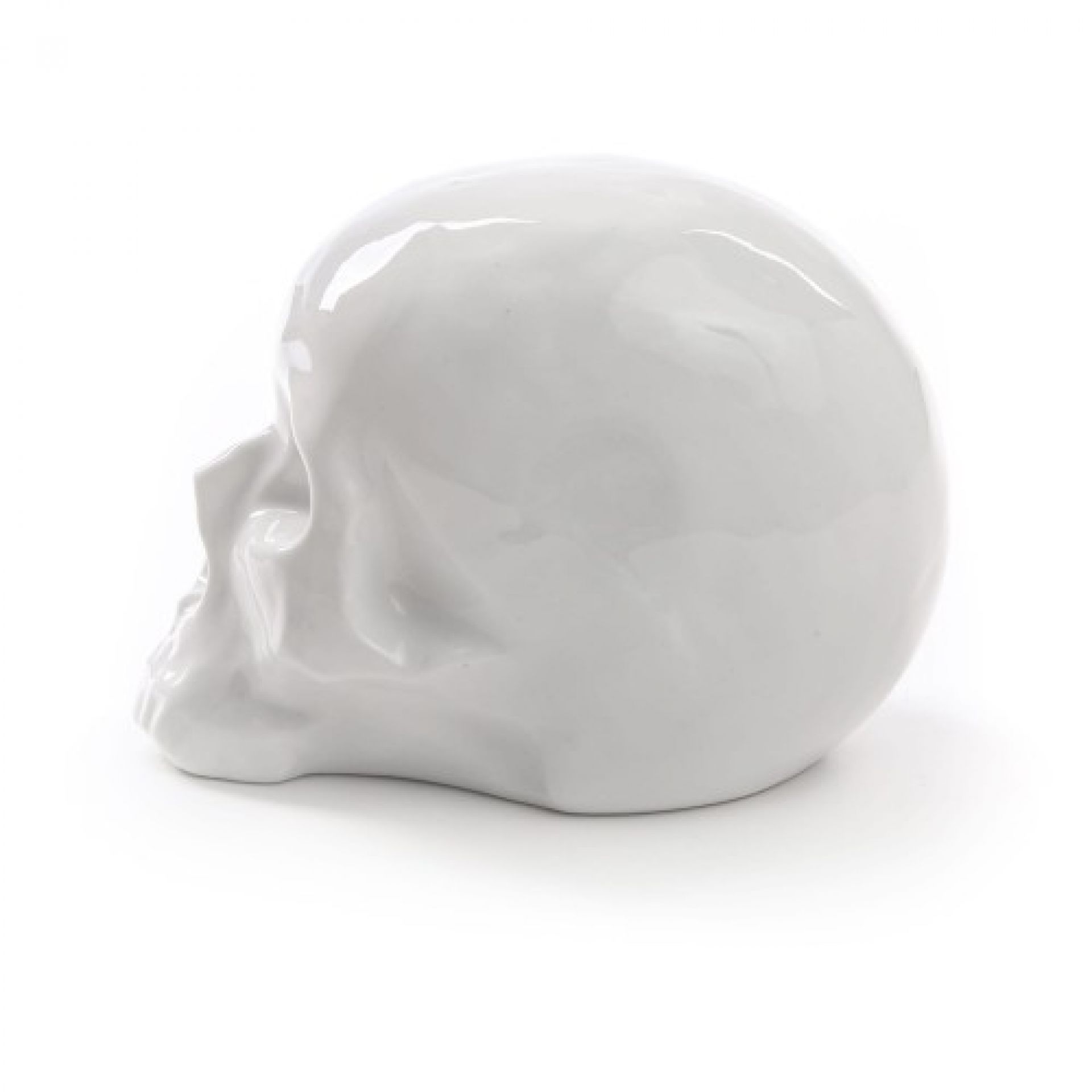 Weiße Seletti Totenkopf Skulptur "My Skull" aus Keramik, modernes Deko-Objekt für Wohnzimmer.