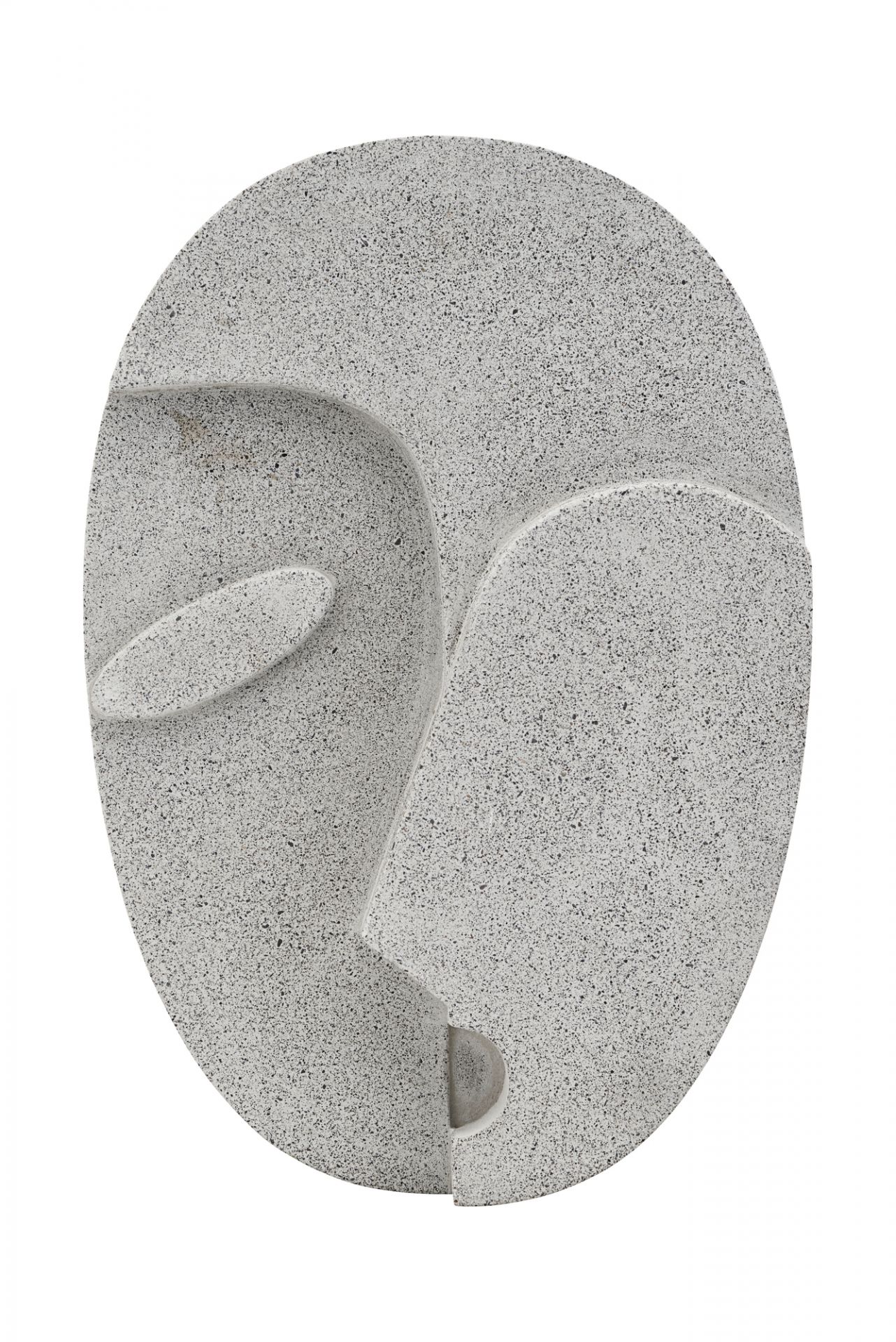 Graues Wall Art Face Wandobjekt von House Doctor, abstraktes Gesicht im runden Design für moderne Wanddekoration.