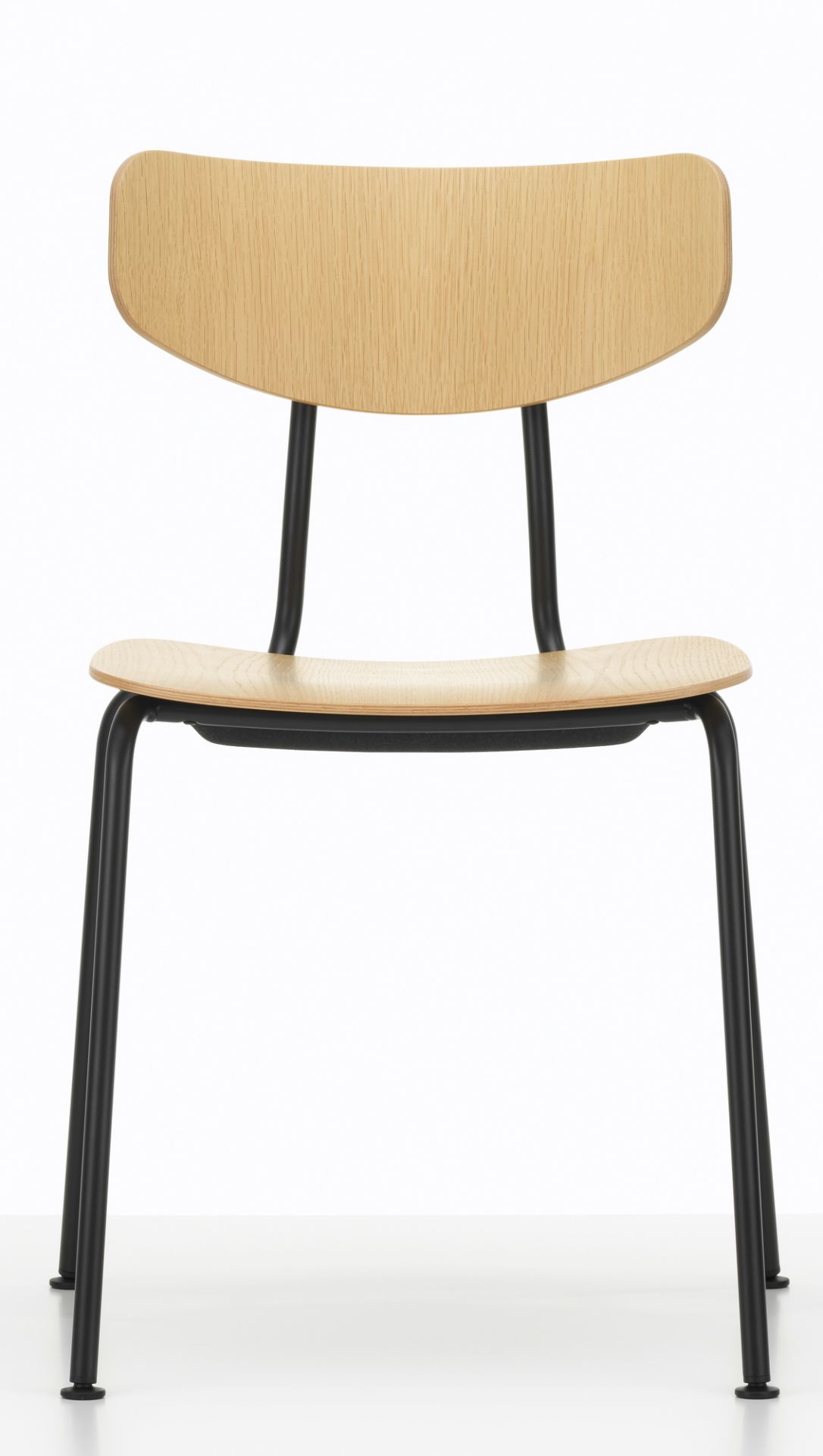 Vitra Moca Stuhl: Holzstuhl mit schwarzem Metallgestell, moderner Designstuhl für Esszimmer und Büro.